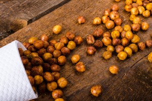 Roasted chickpeas spiced curry chilli peppers and Hungarian paprica ** Note: Shallow depth of field